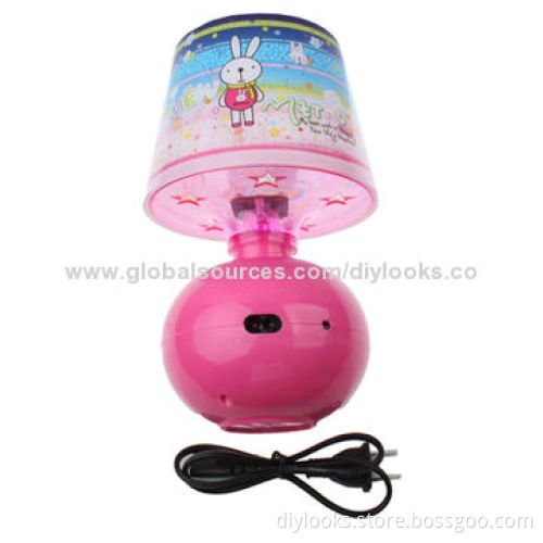 Colorful LED Cartoon Rabbit Projector Desk Lamp, US Plug Charger